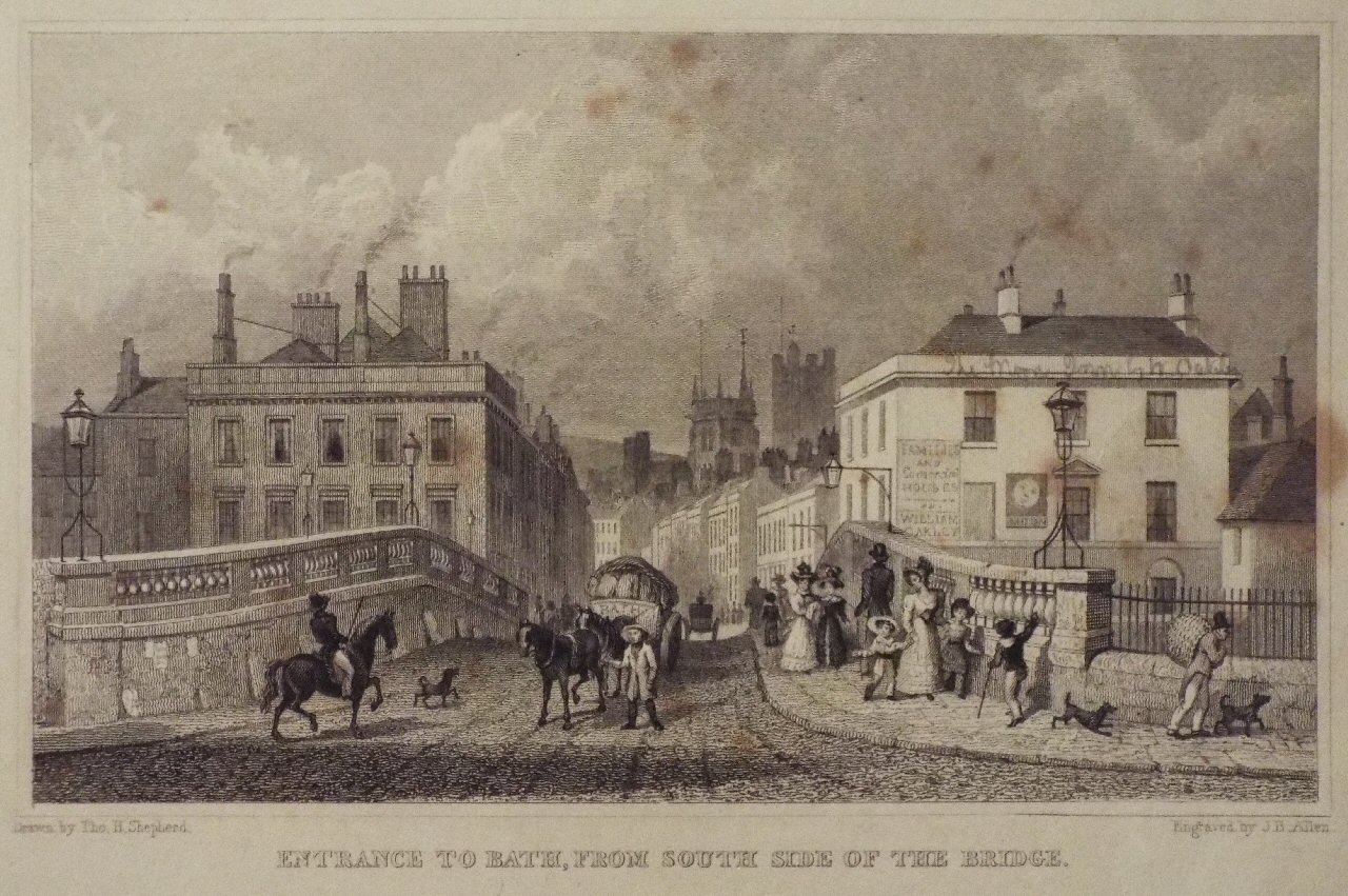 Print - Entrance to Bath, from South Side of the Bridge. - Allen